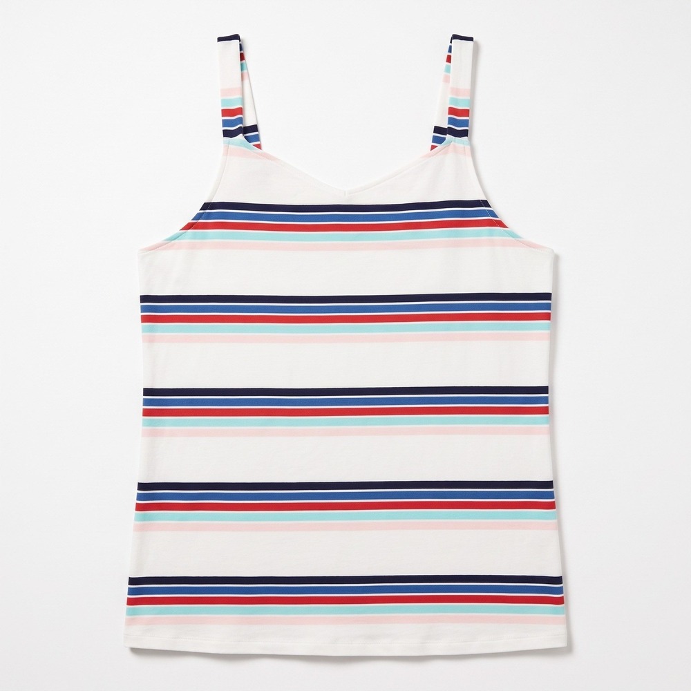Torrid 0 Womens White Multicolor Striped Cami Tank Top Coastal Sleeveless